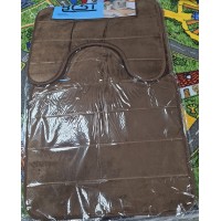 Набор ковриков в ванну Велюр полоса 50*80+50*40 коричневый (1930)