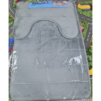 Набор ковриков в ванну Велюр Полоса 50*80+50*40 серый (1930)