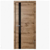 Дверь царговая ЕвроШпон "МОДЕЛЬ 45" 80  (ДО Дуб Пацифик) + черное стекло