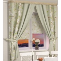 Комплект портьер "Райский сад" 140*160 мятный с подхватами (2шт) Комплект портьер "Райский сад" 140*160 мятный с подхватами (2шт)