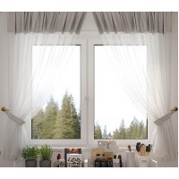 Комплект портьер "Софт-Вуаль" с подхватами 135*160 стальной (2шт) Комплект портьер "Софт-Вуаль" с подхватами 135*160 стальной (2шт)