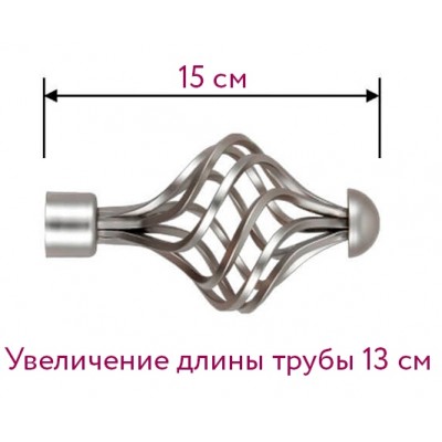 Наконечник Фантазия d25мм серебро-мат в уп. (1шт)