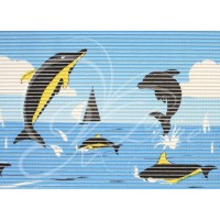 Коврик мерный ПВХ 0,65х15 м 6656 Черный дельфин на голубом Коврик мерный ПВХ 0,65х15 м 6656 Черный дельфин на голубом