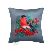 Подушка декор. Снегирь бархат 40*40 серо-голубой Подушка декор. Снегирь бархат 40*40 серо-голубой